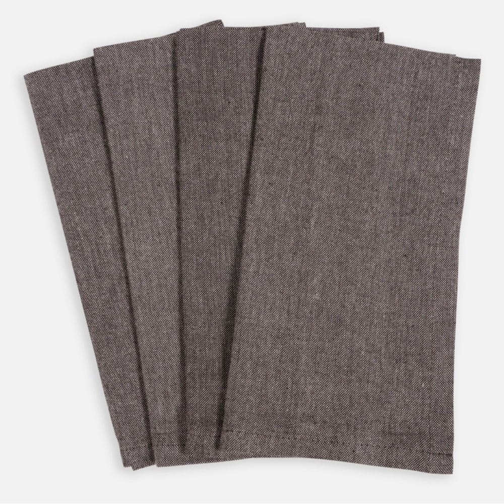 KAF HOME - New in Package Set of 4 Cotton Chambray Napkins in Black